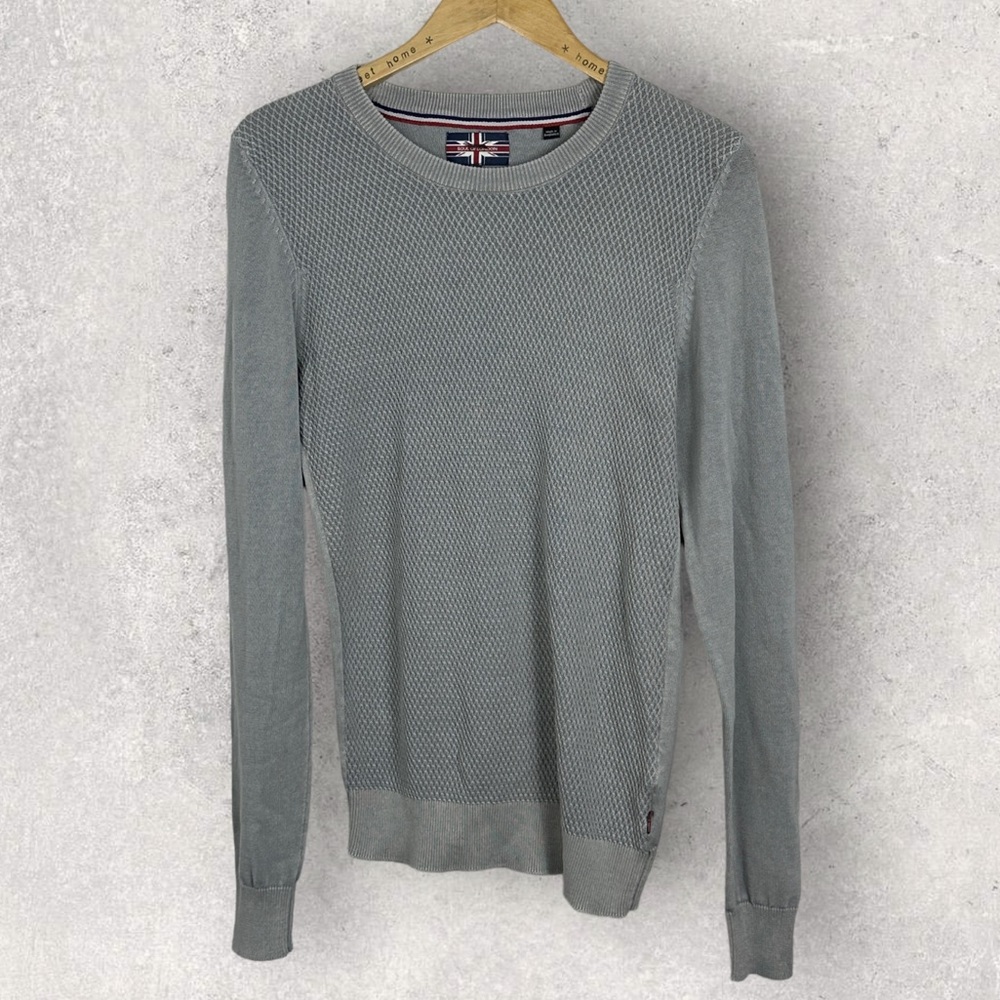 Soul Of London Grey Cable Knit Crew Neck Pullover Sweater Size Small Waffle S